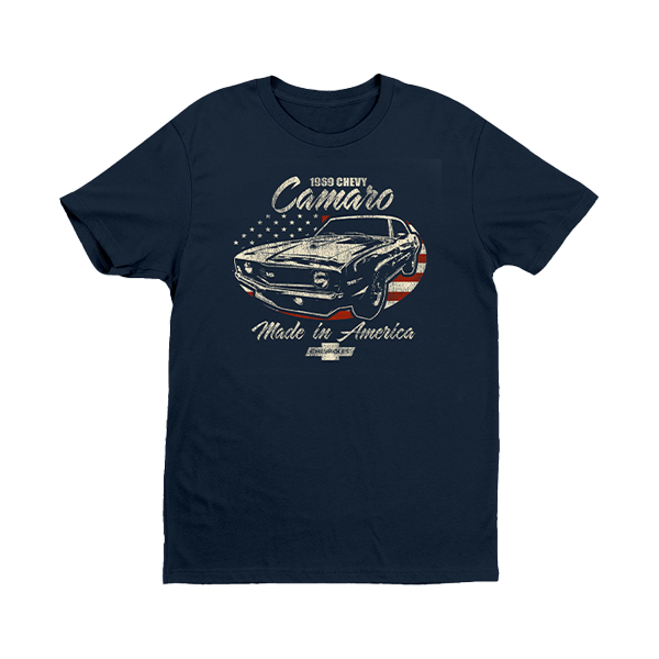 Dark Slate Gray Camaro US Flag T-Shirt