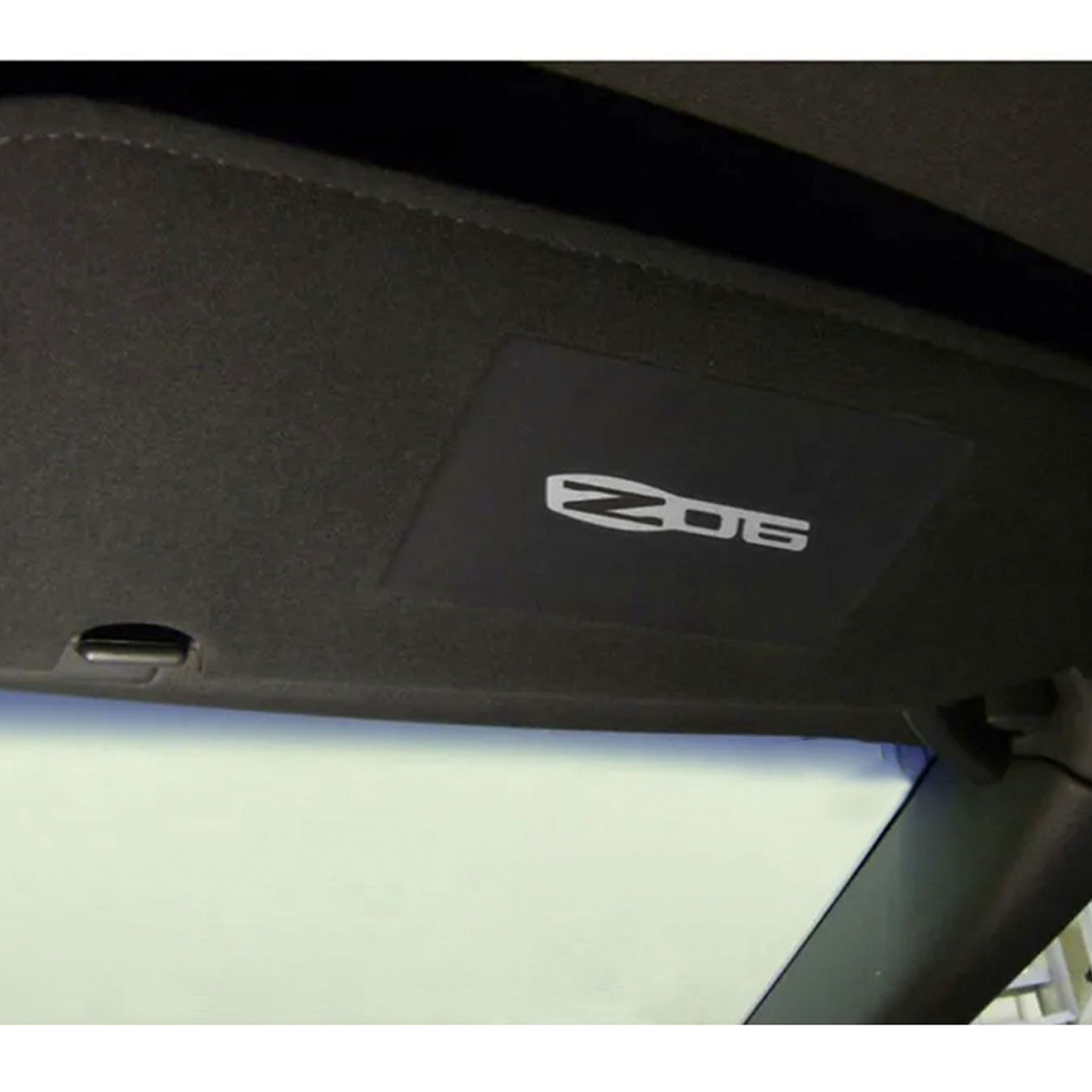 Light Gray C6 Corvette Sun Visor Label Covers - Corvette Script