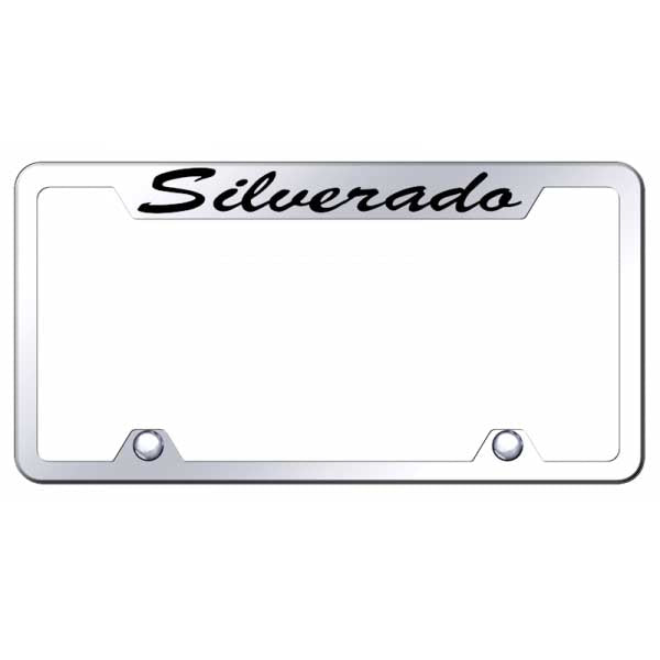 Silverado Script Steel Truck Cut-Out Frame - Etched Mirrored
