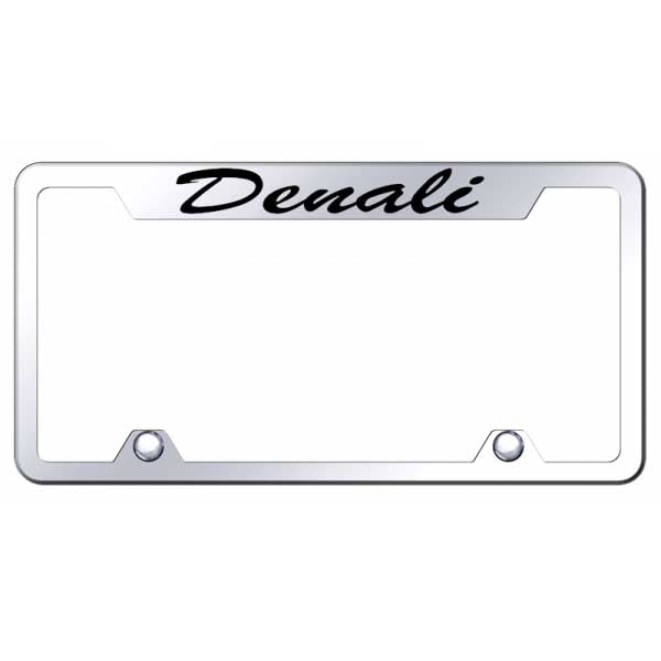 Light Gray Denali Script Steel Truck Cut-Out Frame - Etched Mirrored