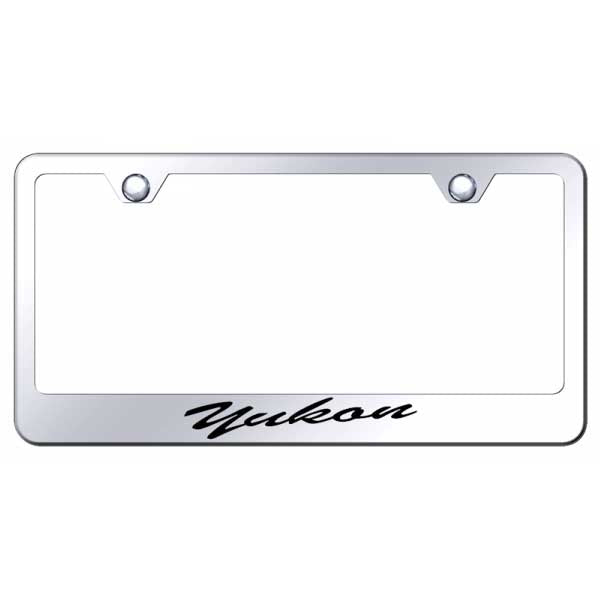 Light Gray Yukon Script Stainless Steel Frame - Laser Etched Mirrored