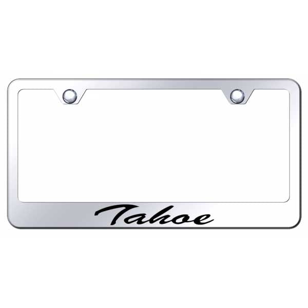 Light Gray Tahoe Script Stainless Steel Frame - Laser Etched Mirrored