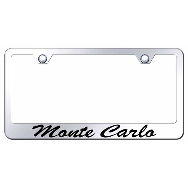 Light Gray Monte Carlo Script Stainless Steel Frame - Etched Mirrored