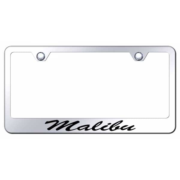 Light Gray Malibu Script Stainless Steel Frame - Laser Etched Mirrored
