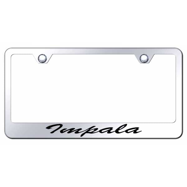 Light Gray Impala Script Stainless Steel Frame - Laser Etched Mirrored