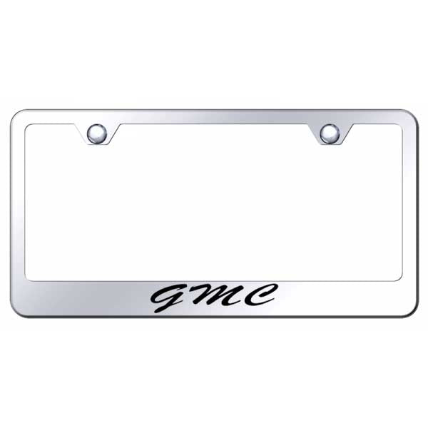 Light Gray GMC Script Stainless Steel Frame - Laser Etched Mirrored