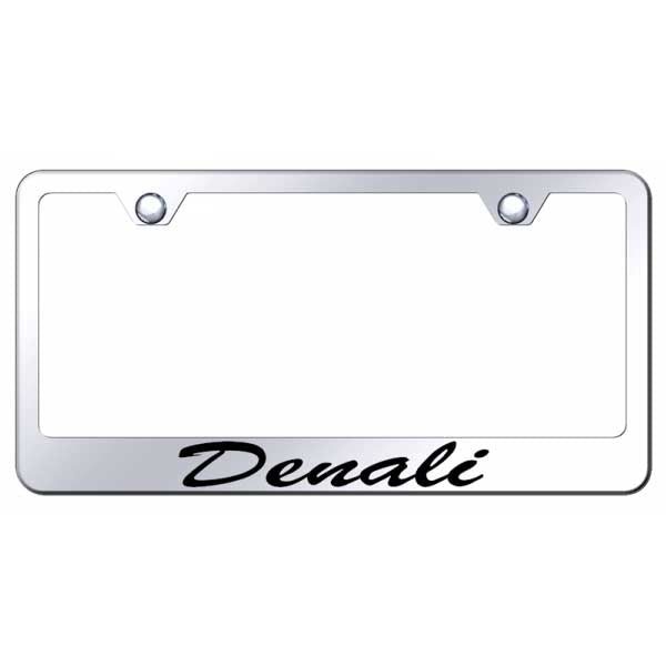 Light Gray Denali Script Stainless Steel Frame - Laser Etched Mirrored