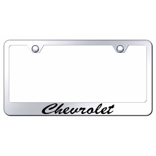 Light Gray Chevrolet Script Stainless Steel Frame - Etched Mirrored