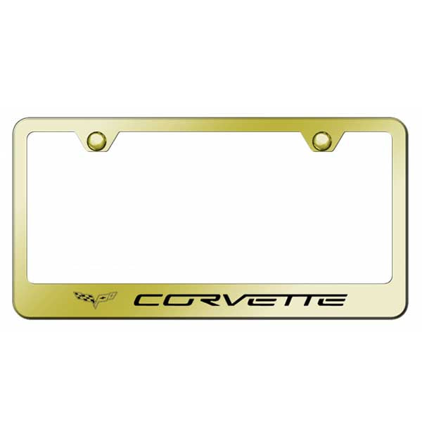 Wheat Corvette C6 Stainless Steel Frame - Laser Etched Gold