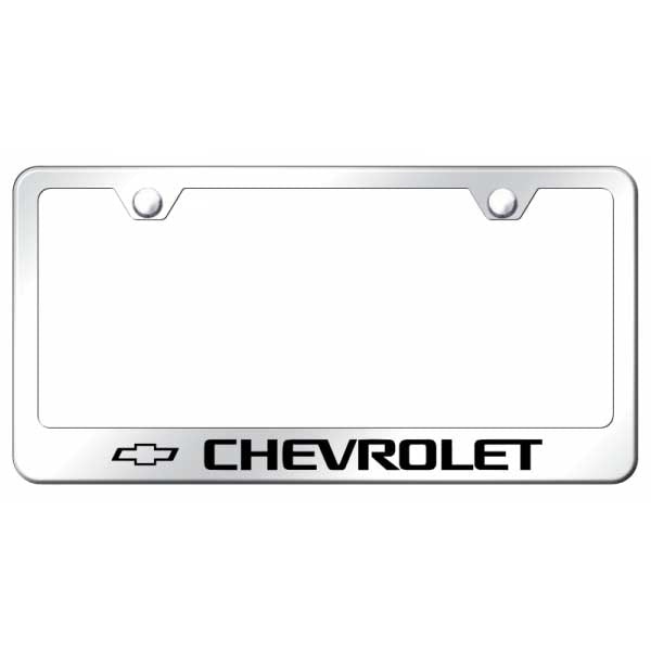 Light Gray Chevrolet Stainless Steel Frame - Laser Etched Mirrored