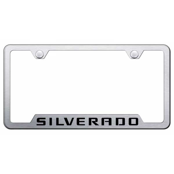 Light Gray Silverado Cut-Out Frame - Laser Etched Brushed