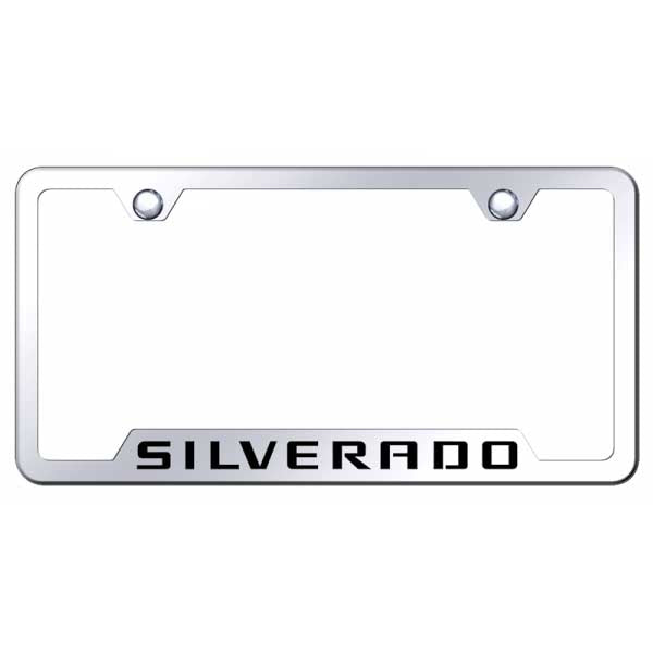 Light Gray Silverado Cut-Out Frame - Laser Etched Mirrored