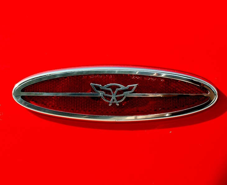 Black 1997-2004 C5/Z06 Corvette - Side Marker Trim Rear w/Crossed Flags 2Pc - Brushed Stainless