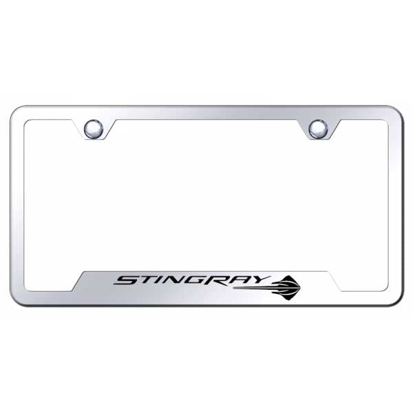 Light Gray Corvette C7 Stingray Cut-Out Frame - Laser Etched Mirrored