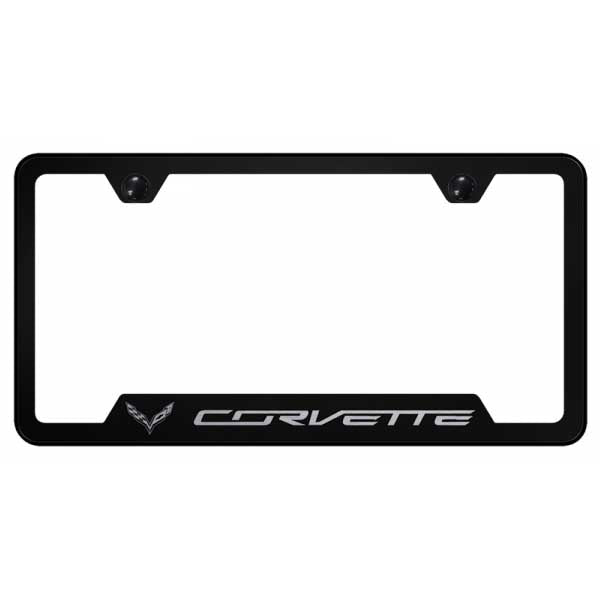 Black Corvette C7 Cut-Out Frame - Laser Etched Black