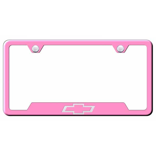 Plum Chevrolet (Logo Only) Cut-Out Frame - Laser Etched Pink