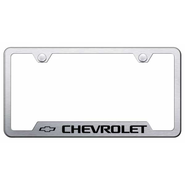 Light Gray Chevrolet Cut-Out Frame - Laser Etched Brushed