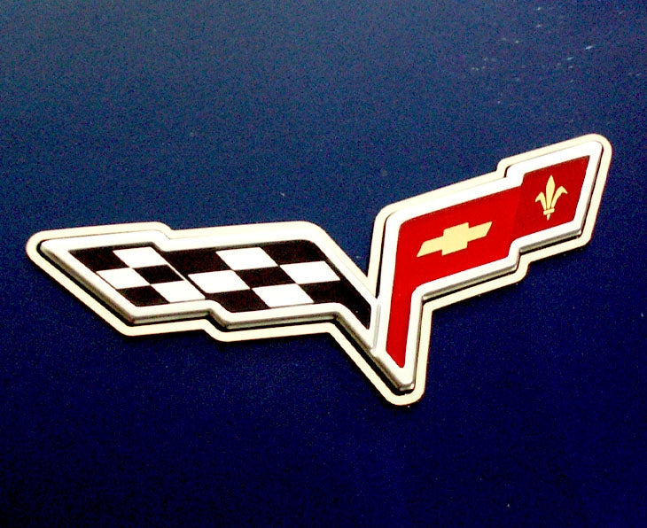 Midnight Blue 2005-2013 C6 Corvette Convertible only - Waterfall Trim Ring for Emblem - Polished Stainless Steel