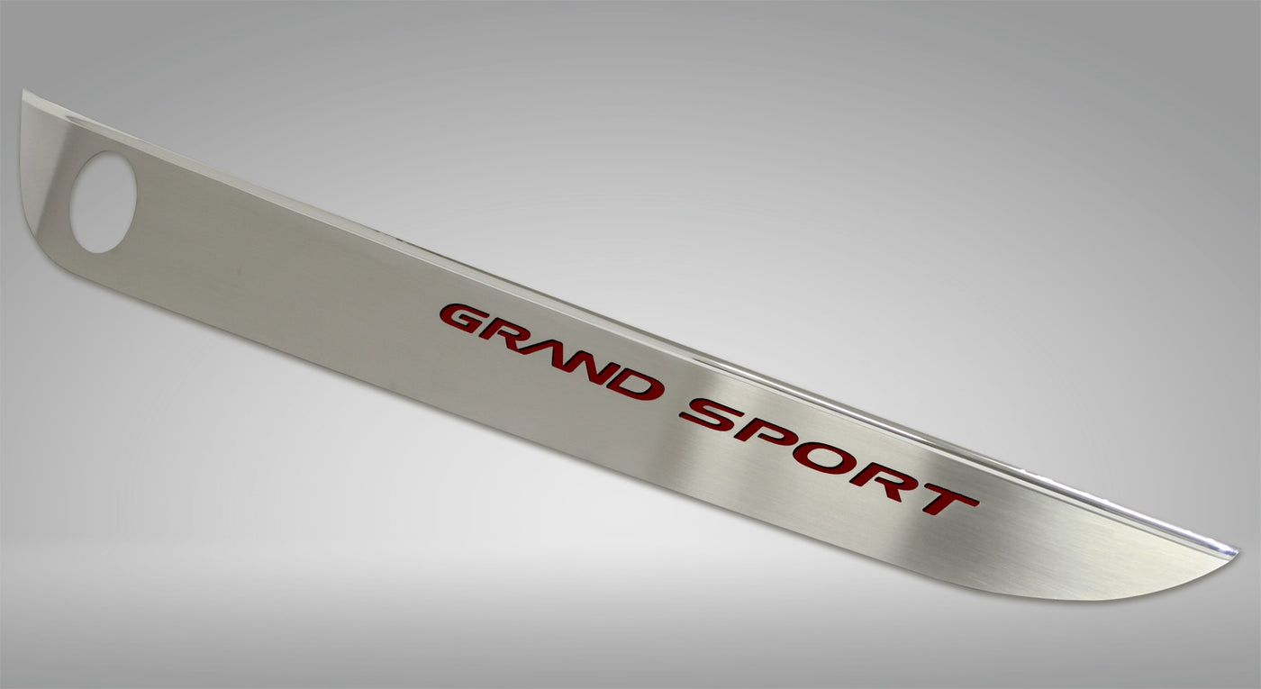 2010-2013 C6 Corvette - Door Guards with Grand Sport Inlay 2Pc - Brushed Stainless