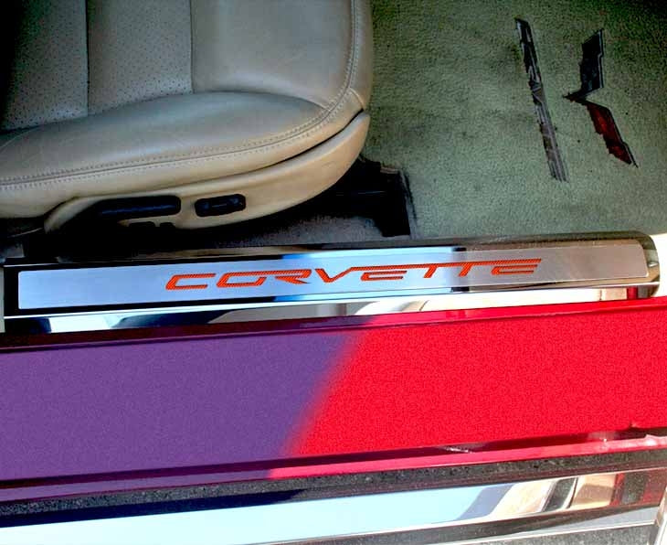 2005-2013 C6 Corvette - Inner Door Sills CORVETTE Lettering - Stainless Steel