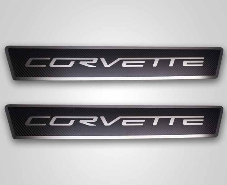 Dark Slate Gray 2005-2013 C6 Corvette - Outer Door Sills CORVETTE Style Carbon Fiber