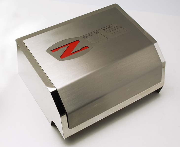 Light Gray 2006-2013 Z06 Corvette - Fuse Box Cover with Z06 Logo - Brushed/Polished Stainless Steel