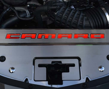 2016-2020 Camaro - Illuminated Front Header Plate CAMARO Style - Stainless- LED