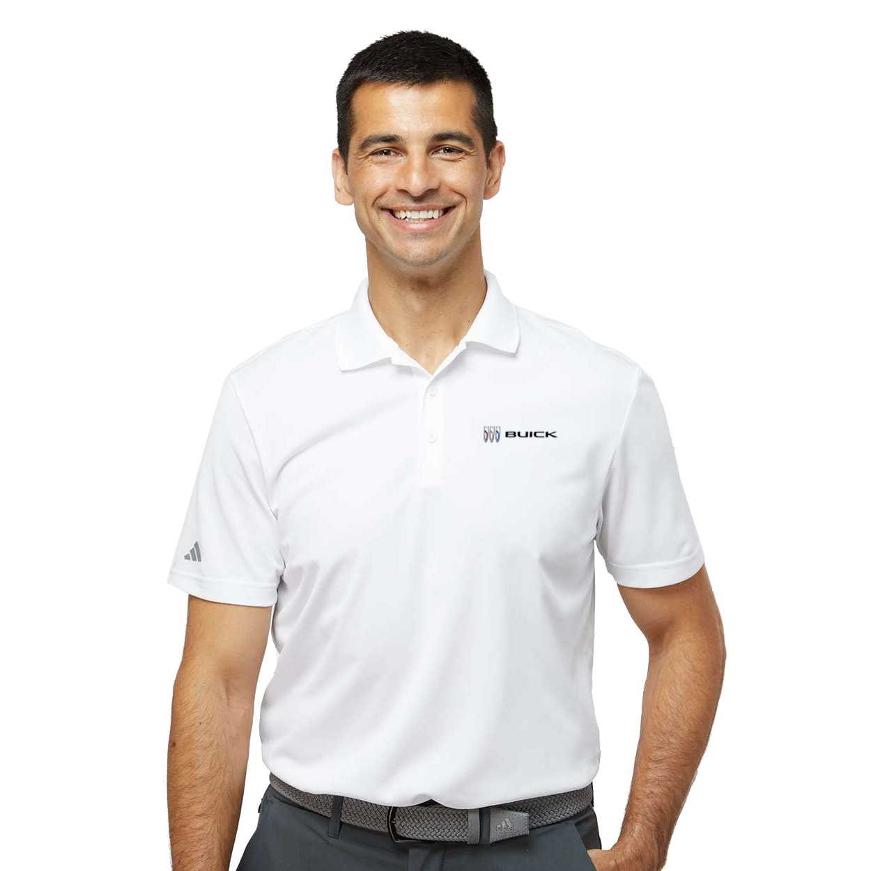 Antique White Buick Mens Adidas White Sport Polo