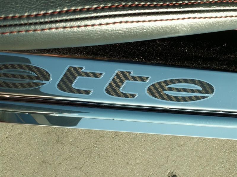 Light Slate Gray 1978-1982 C3 Corvette Door Sills w/Corvette Vinyl Inlay Lettering 2PC - Polished Stainless
