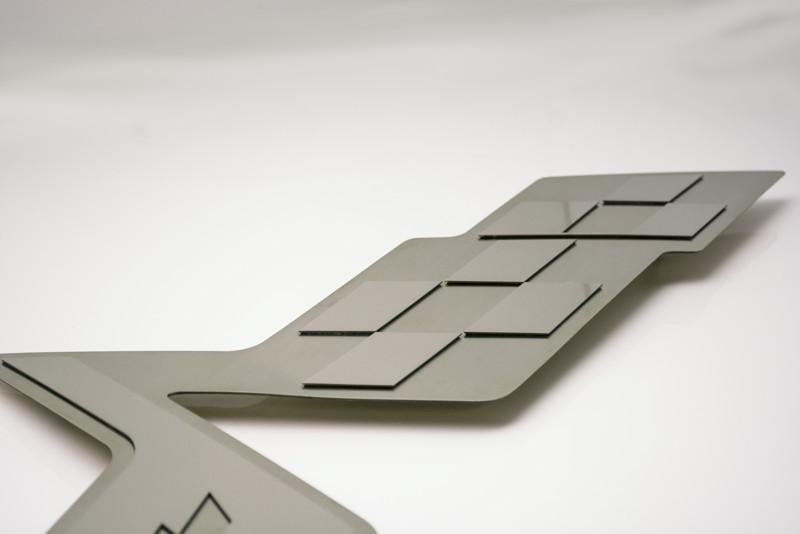 Light Gray 2005-2013 C6 Corvette - Hood Badge C6 Crossed Flags for Factory Hood Pad - Stainless Steel