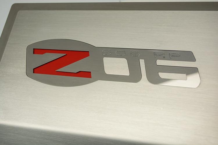 Gray 2006-2013 Z06 Corvette - Fuse Box Cover with Z06 Logo - Brushed/Polished Stainless Steel