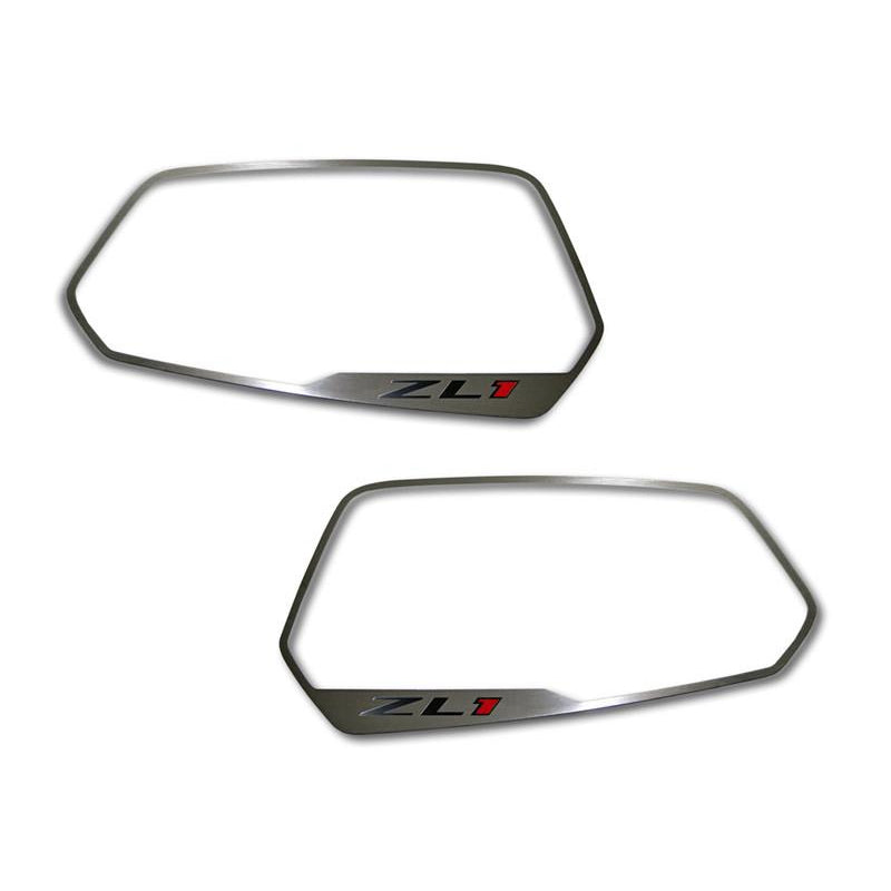 Gray 2010-2013 Camaro ZL1 - Side View Mirror Trim ZL1 Style 2Pc - Brushed Stainless Steel