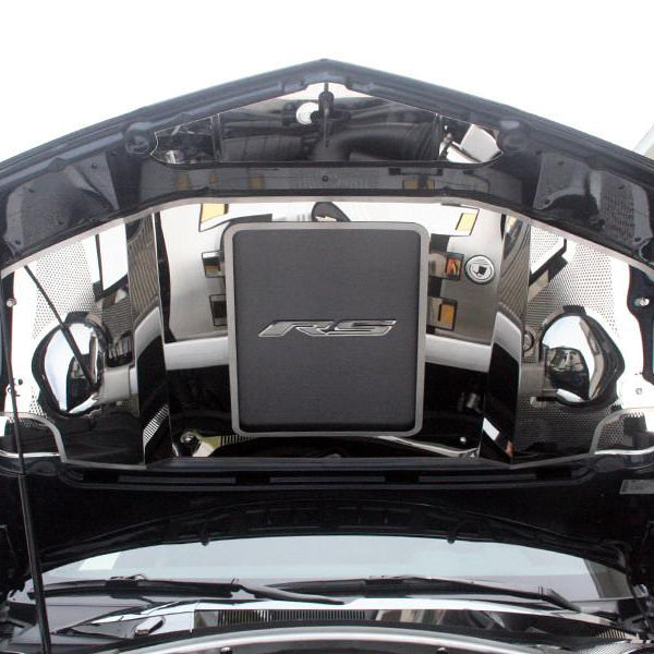 Dark Slate Gray 2010-2020 Camaro RS - 'RS' Hood Emblem ONLY - Brushed Stainless Steel