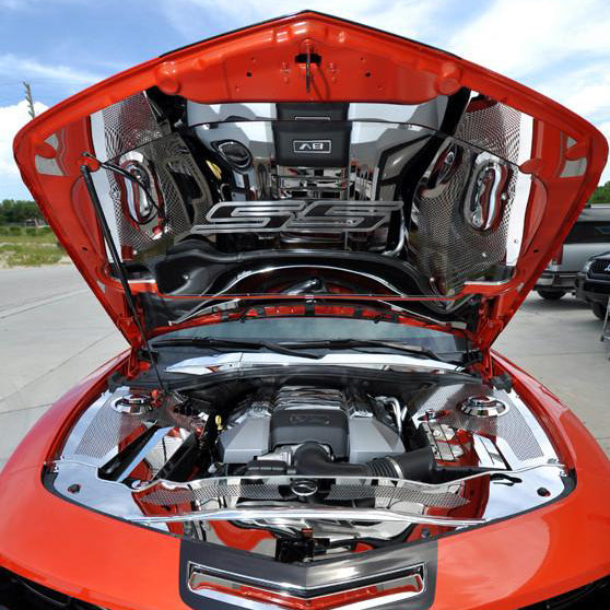 Dim Gray 2010-2020 Camaro SS - 'SS' Hood Emblem ONLY - Brushed Stainless Steel