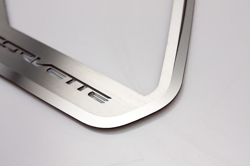 2014-2019 C7 Corvette Stingray - Car Door Speaker Trim Rings CORVETTE Style 4Pc - Stainless Steel
