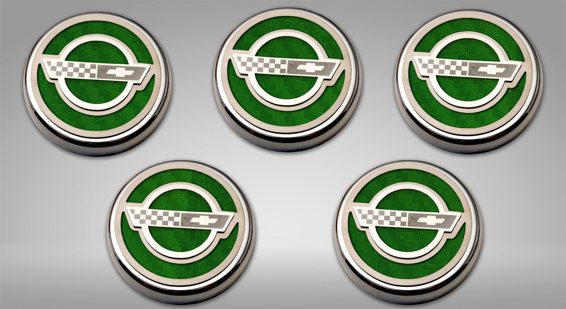 Gray 1984-1996 C4 Corvette - C4 Style Fluid Cap Cover Sets 5Pc - Manual Transmission