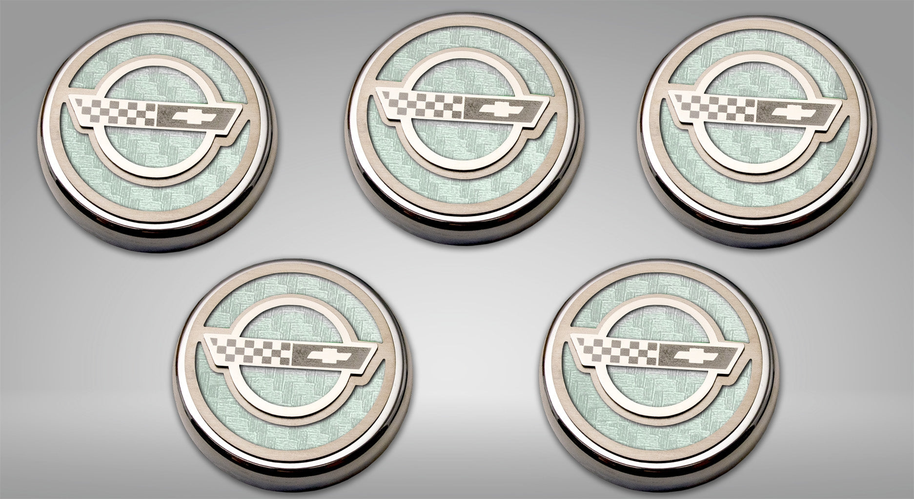 Gray 1984-1996 C4 Corvette - C4 Style Fluid Cap Cover Sets 5Pc - Manual Transmission