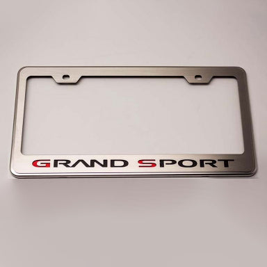 Gray 2006-2013 C6/GS Corvette - License Plate Frame Grand Sport Style - Stainless Steel