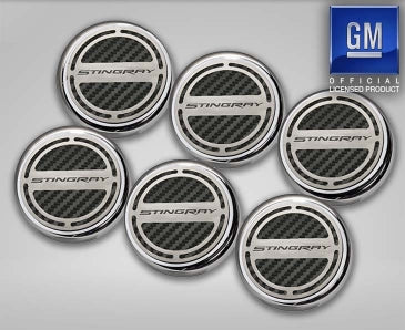 Gray 2014-2019 Z06/Z51/C7 Corvette - STINGRAY Script Fluid Cap Covers 6Pc Manual Transmission