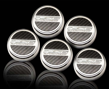Light Gray 2015-2019 Z06 Corvette - 'Z06 SUPERCHARGED' Fluid Cap Covers Carbon Fiber - Choose 5Pc Auto or 6Pc Manual