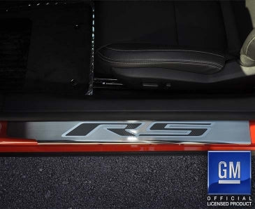 Black 2010-2015 Camaro RS - Outer Door Sills with 'RS' Inlay 2Pc - Stainless Steel