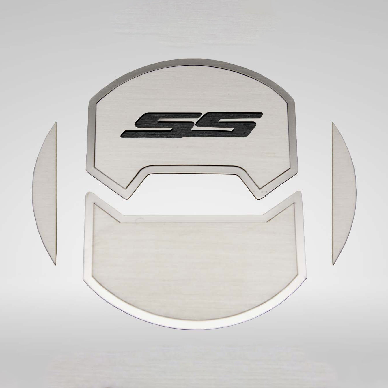 Light Gray 2010-2015 Camaro SS - Round A/C Vent Duct Covers Deluxe 'SS' 8Pc - Brushed Stainless, Choose Inlay Color