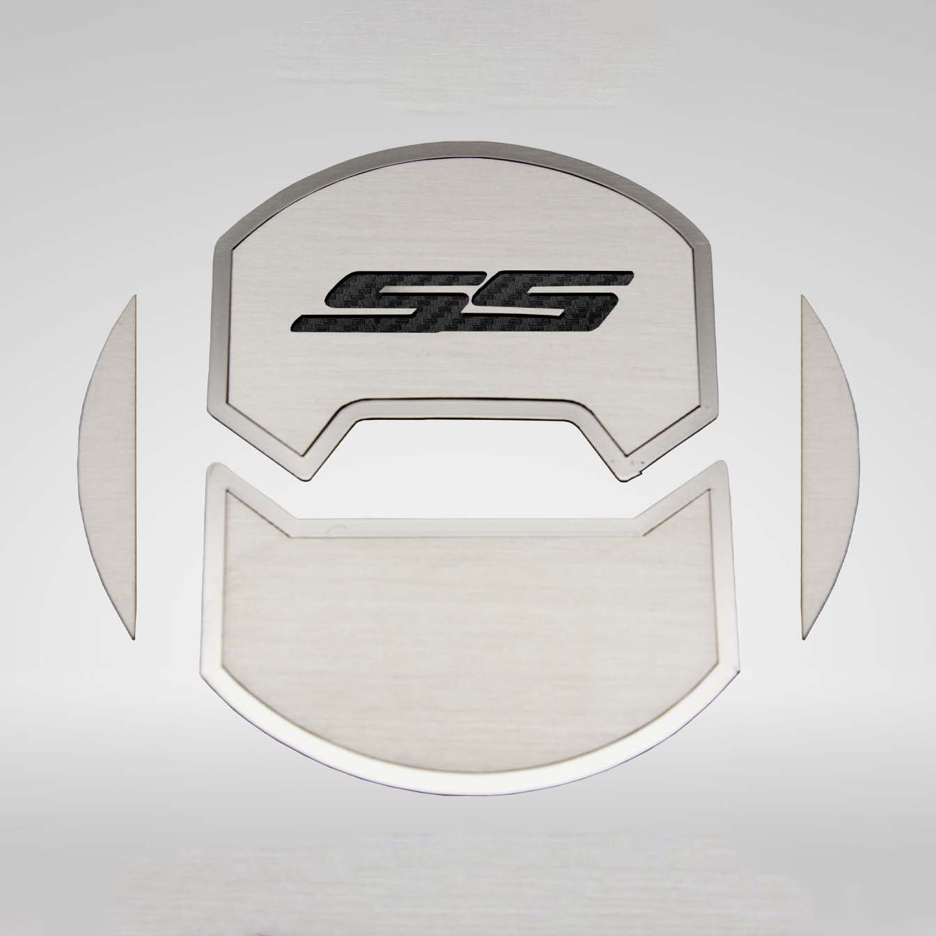 Light Gray 2010-2015 Camaro SS - Round A/C Vent Duct Covers Deluxe 'SS' 8Pc - Brushed Stainless, Choose Inlay Color