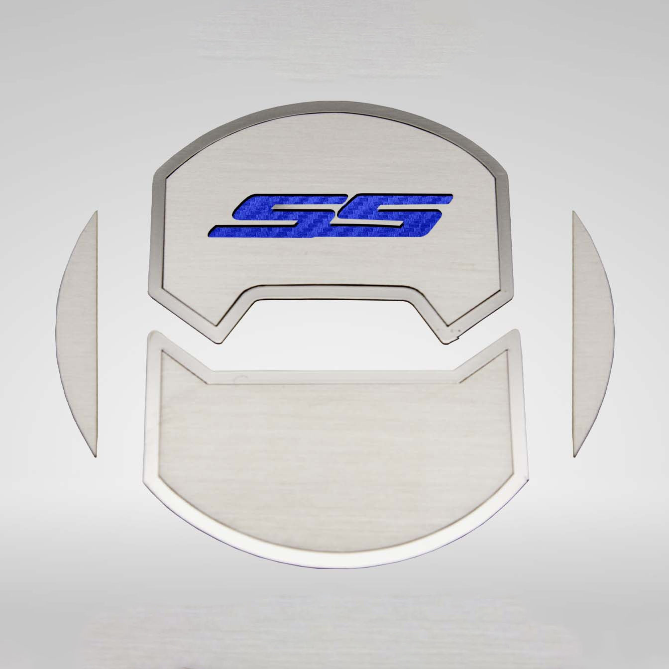 Light Gray 2010-2015 Camaro SS - Round A/C Vent Duct Covers Deluxe 'SS' 8Pc - Brushed Stainless, Choose Inlay Color