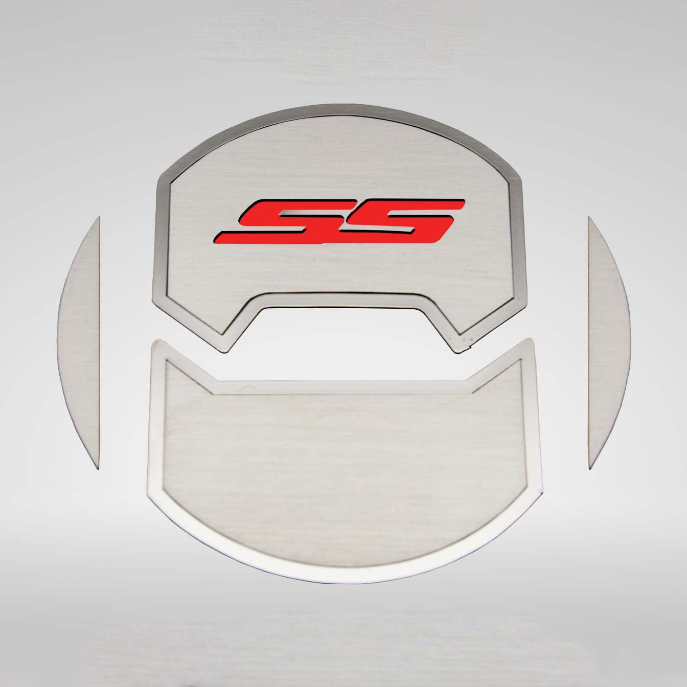 Light Gray 2010-2015 Camaro SS - Round A/C Vent Duct Covers Deluxe 'SS' 8Pc - Brushed Stainless, Choose Inlay Color