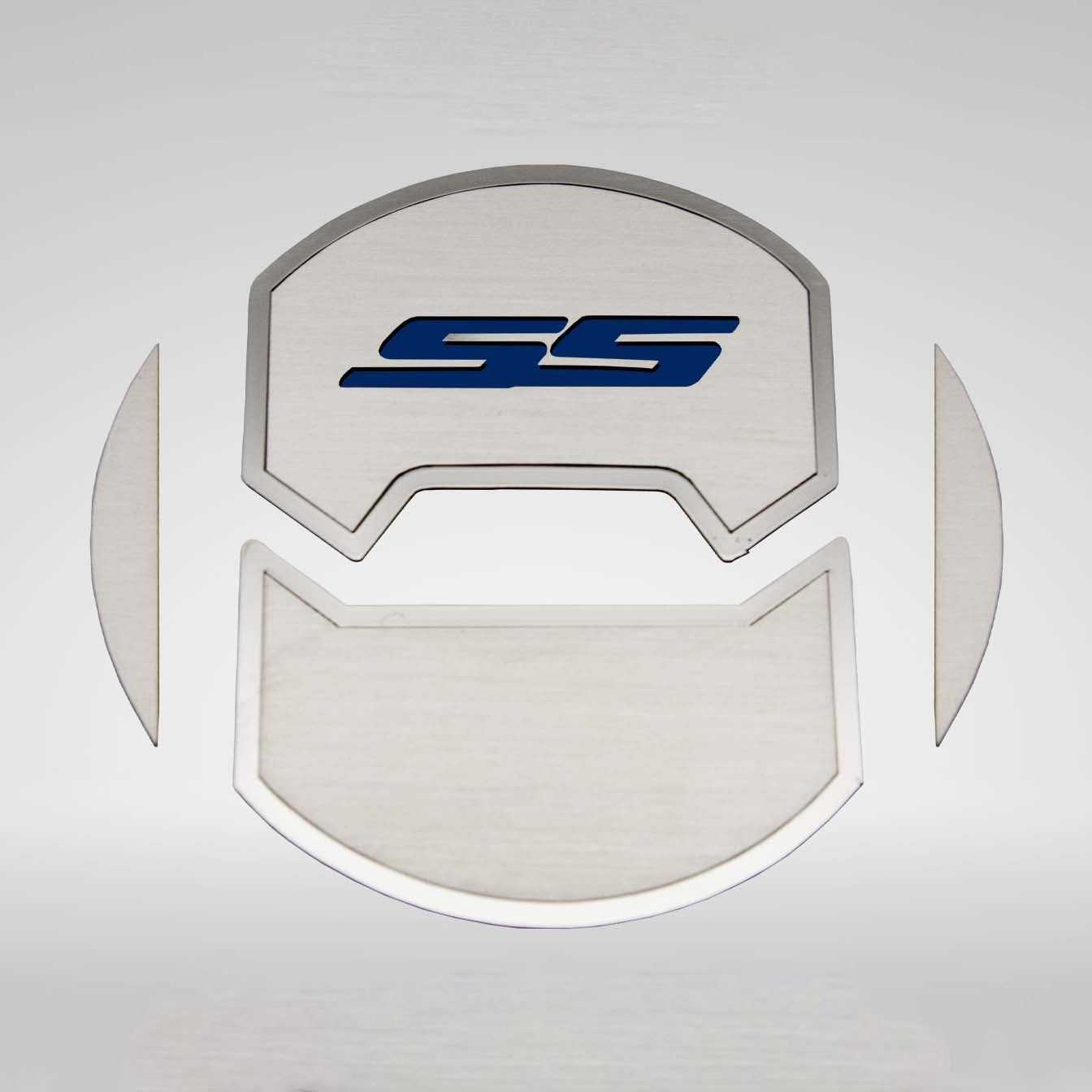 Light Gray 2010-2015 Camaro SS - Round A/C Vent Duct Covers Deluxe 'SS' 8Pc - Brushed Stainless, Choose Inlay Color