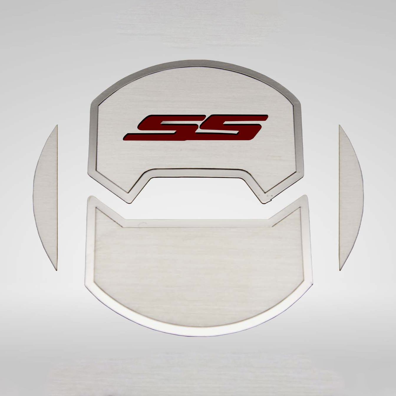 Light Gray 2010-2015 Camaro SS - Round A/C Vent Duct Covers Deluxe 'SS' 8Pc - Brushed Stainless, Choose Inlay Color