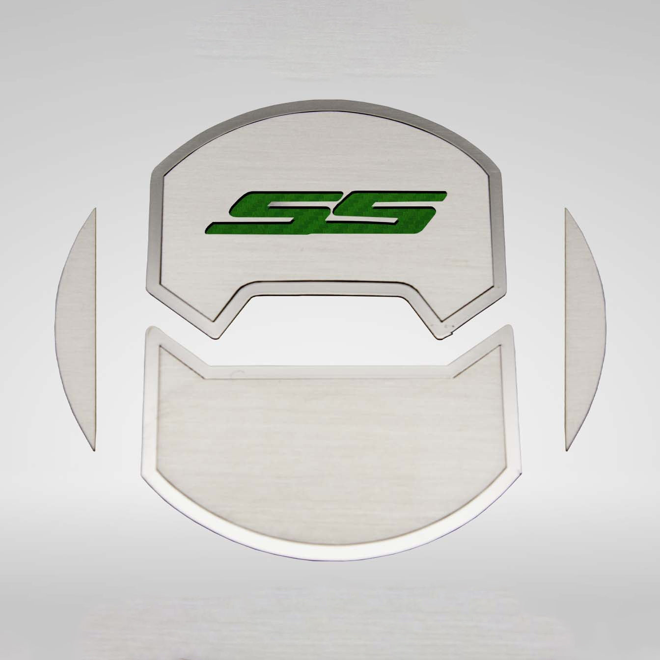 Light Gray 2010-2015 Camaro SS - Round A/C Vent Duct Covers Deluxe 'SS' 8Pc - Brushed Stainless, Choose Inlay Color