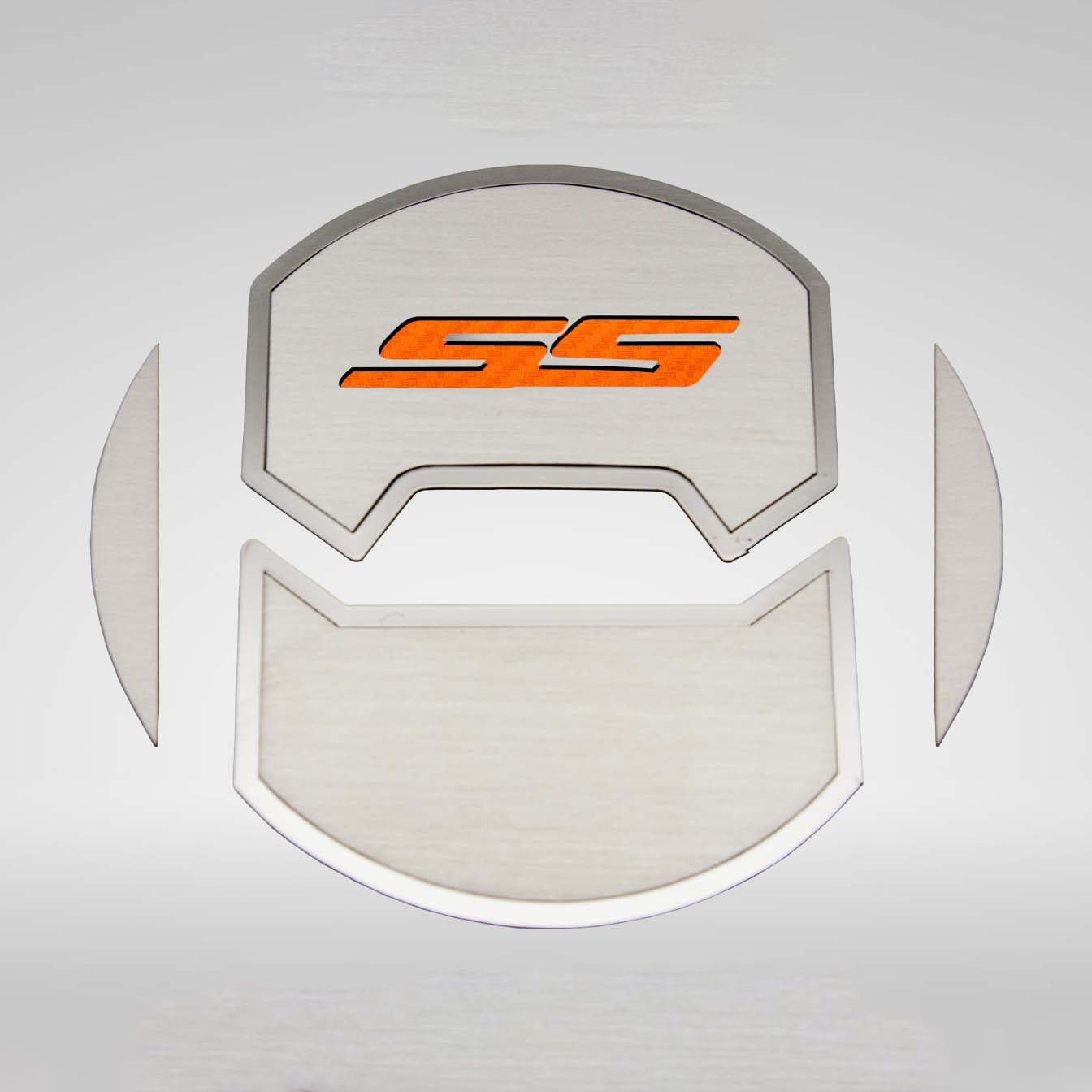 Light Gray 2010-2015 Camaro SS - Round A/C Vent Duct Covers Deluxe 'SS' 8Pc - Brushed Stainless, Choose Inlay Color