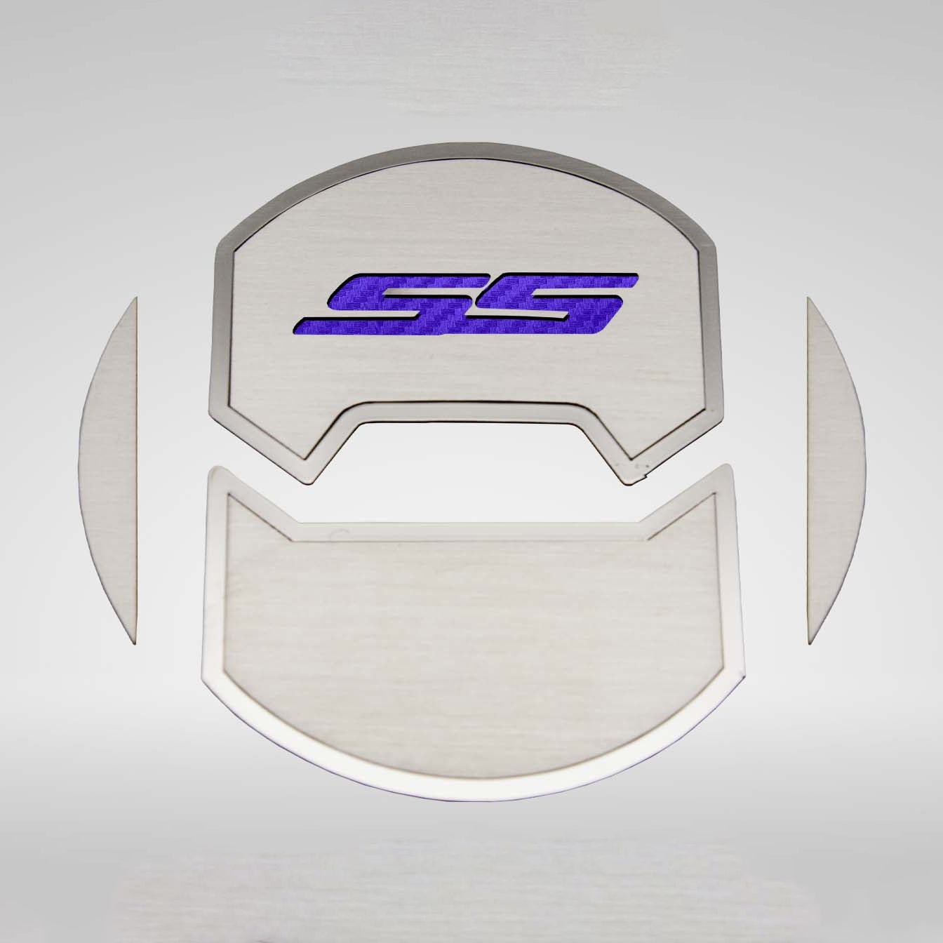 Light Gray 2010-2015 Camaro SS - Round A/C Vent Duct Covers Deluxe 'SS' 8Pc - Brushed Stainless, Choose Inlay Color